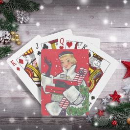 Retro 1950-talets Helgdag för julköp Casinokort