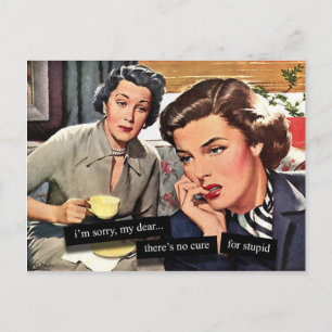 Retro 1950-talets hustru "No Cure for Stupid" Vykort