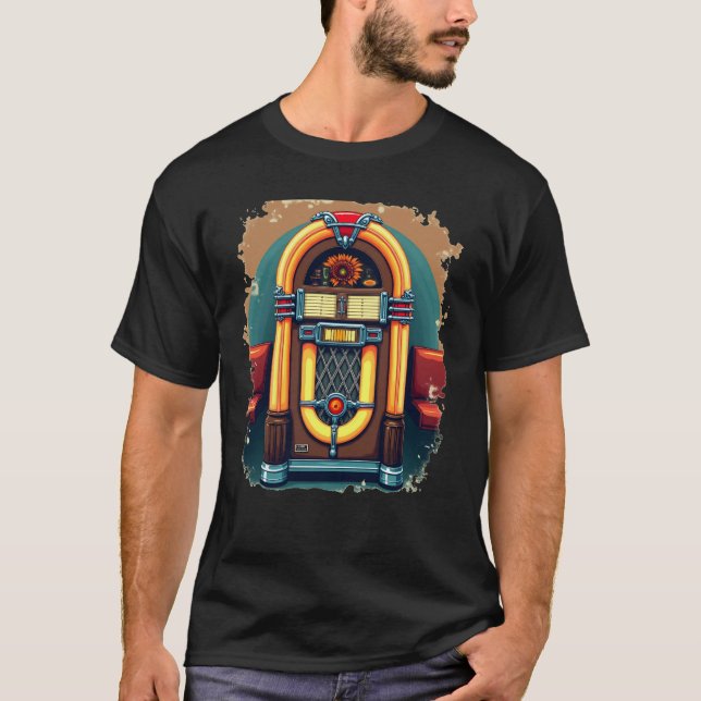 Retro 1950-talets jukebox Nostalgic Vibes Tee (Framsida)