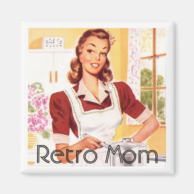 Retro 1950-talets Mamma-kokning Magnet (Framsidan)