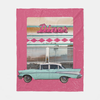 Retro 1950-talets Middag Art | Rosa Neon Sign & Te Fleecefilt