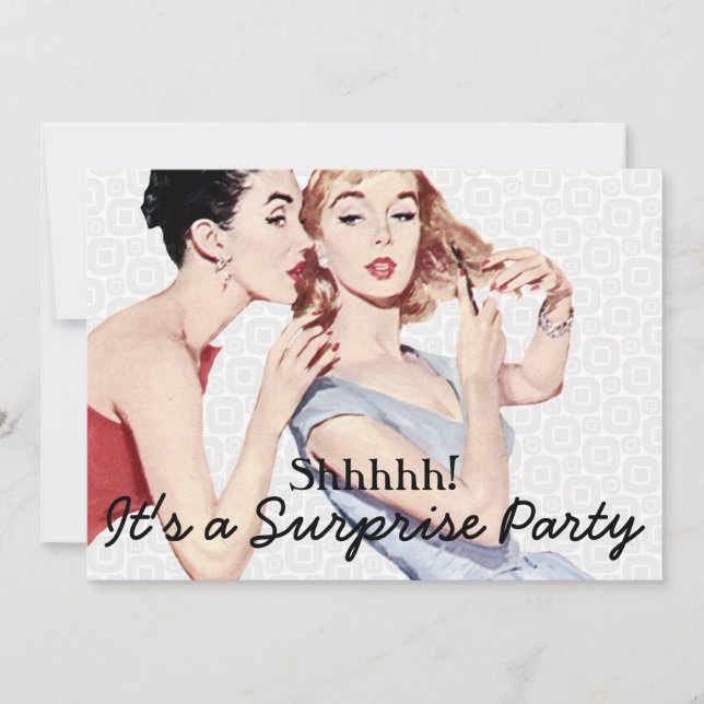 Retro 1950-talets överraskande Födelsedagsfest Inbjudningar (Framsida)