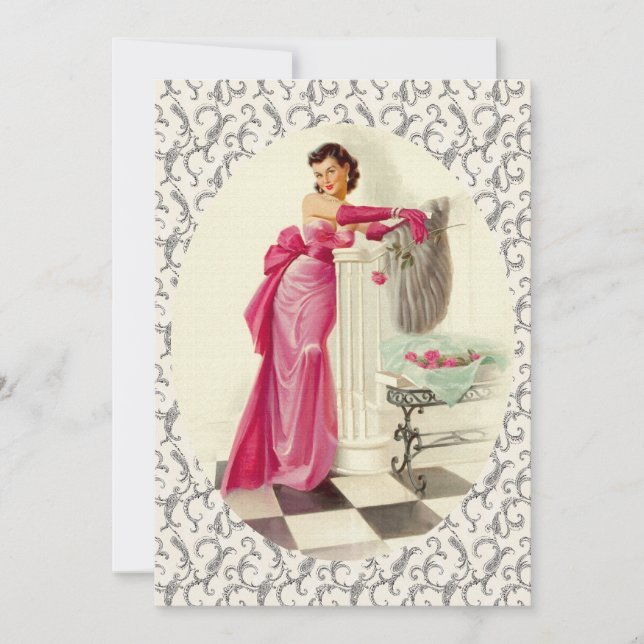 Retro 1950-talets Valentines day-middag Inbjudningar (Framsida)