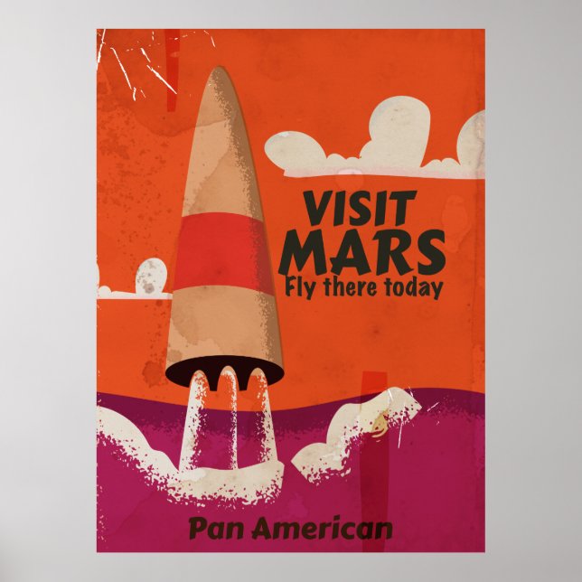 Retro 1950-tals Mars semesterplakat Poster (Framsidan)