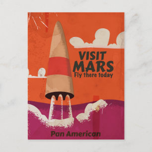 Retro 1950-tals Mars semesterplakat Vykort