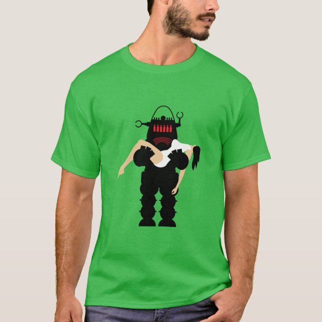Retro 1950-tals Robot T Shirt (Framsida)