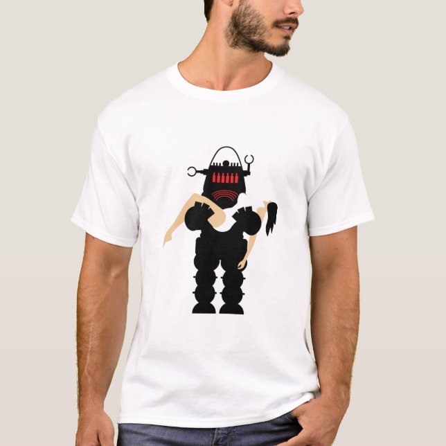 Retro 1950-tals Robot T Shirt (Framsida)