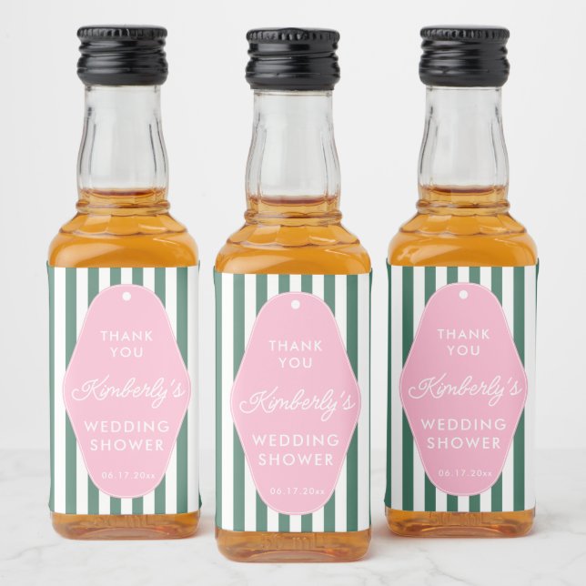 Retro 1950-tals Rosa Och Gröna Bröllopsduschpresen Spritflaskor Etikett (Flaskor)