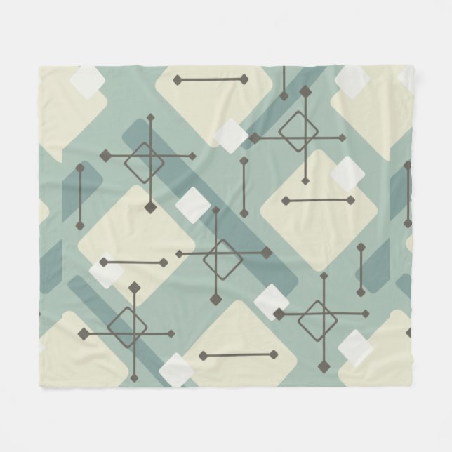 Retro 1950s Art Diamonds Sage Green Fleecefilt (Framsidan (Horisontell))