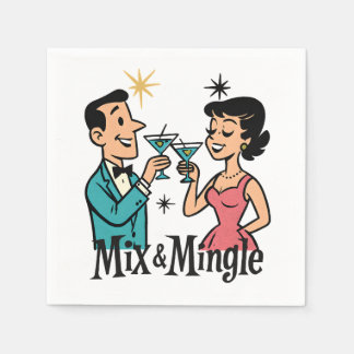 Retro 1950's Cocktail Napkins - MCM Cocktail Party Pappersservett