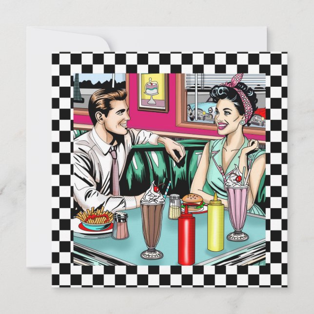 Retro 1950's Couple på Middag Blank Kort (Framsida)