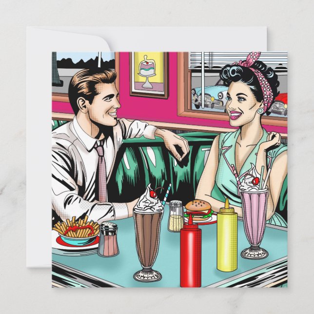 Retro 1950's Couple på Middag Blank Kort (Framsida)