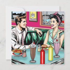 Retro 1950's Couple på Middag Blank Kort