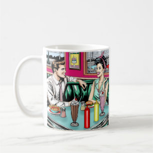 Retro 1950's Couple på Middag Kaffemugg