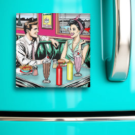 Retro 1950's Couple på Middag Magnet
