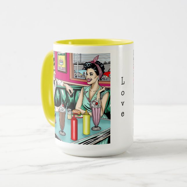 Retro 1950's Couple på Middag Mugg (Framsida vänster)