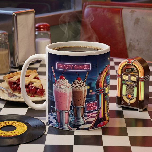 Retro 1950s Diner Neon Kaffemugg (Skapare uppladdad)