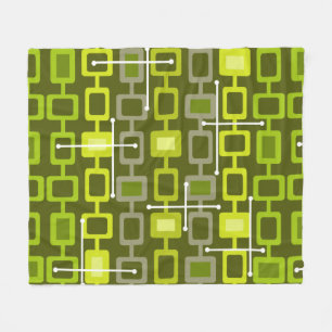 Retro 1950s Geometric Mönster Chartreuse Fleecefilt