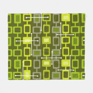 Retro 1950s Geometric Mönster Chartreuse Fleecefilt