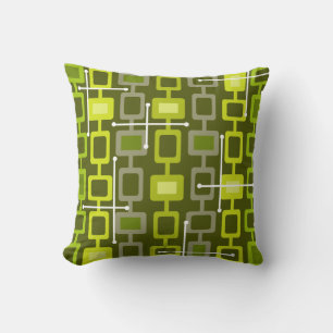 Retro 1950s Geometric Mönster Chartreuse Kudde