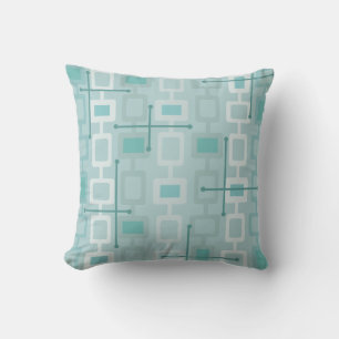Retro 1950s Geometric Mönster Mint Kudde