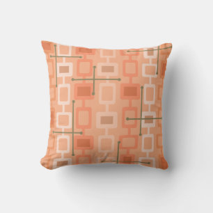 Retro 1950s Geometric Mönster Orange Kudde