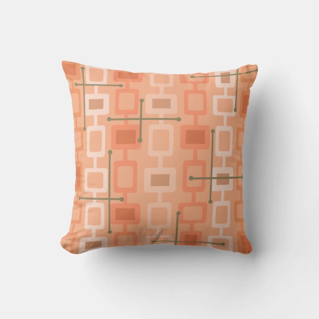 Retro 1950s Geometric Mönster Orange Kudde (Framsida)