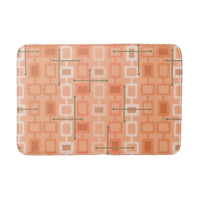 Retro 1950s Geometric Pattern Orange Badrumsmatta (Framsidan)