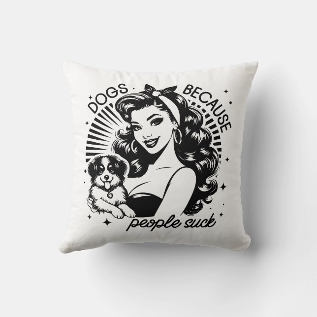 Retro 1950s Glam Girl Funny Sarcastic Quote Kudde (Baksida)