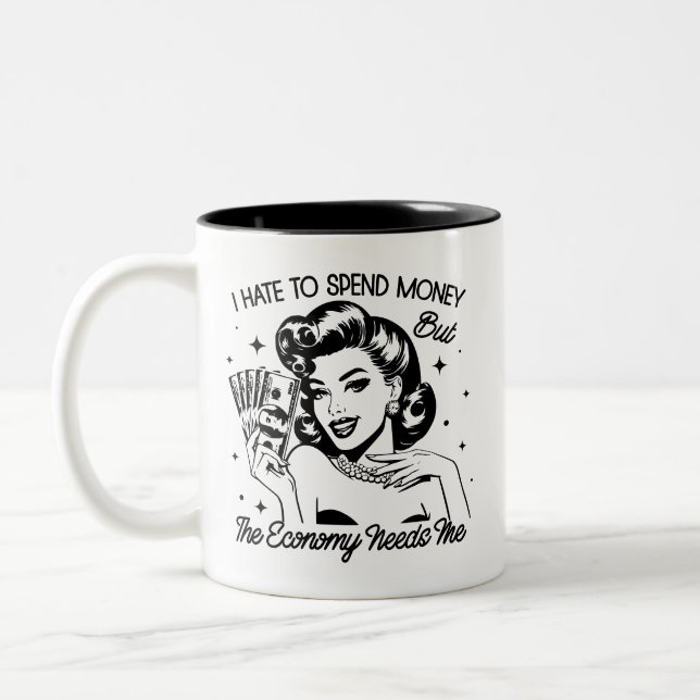 Retro 1950s Glam Girl Funny Sarcastic Quote Två-Tonad Mugg (Vänster)