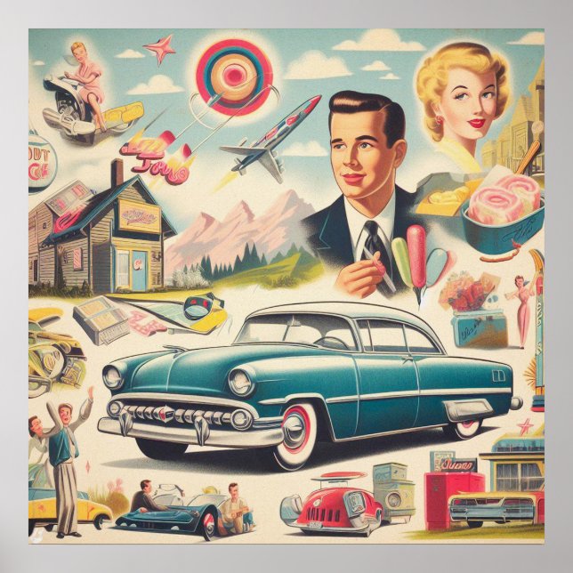 Retro 1950s Kitsch Illustration Poster (Framsidan)