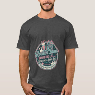 Retro 1950s Pastell Färgad Badge Bowling Vintage G T Shirt
