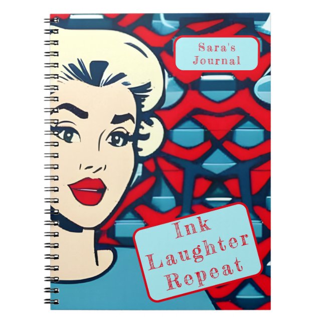 Retro 1950s-Personlig för popup-bilder fungerar fä Anteckningsbok (Framsidan)