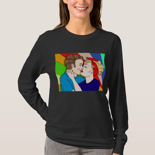 Retro 1950's Pop Art Stil par Kissing T Shirt (Framsida)