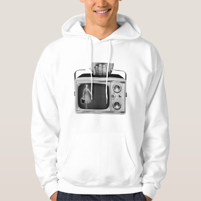 Retro 1950s Portable TV Mid-Century Hoodie (Framsida)