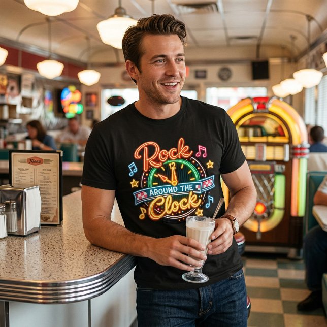 Retro 1950s Rock Around The Clock Music T Shirt (Skapare uppladdad)