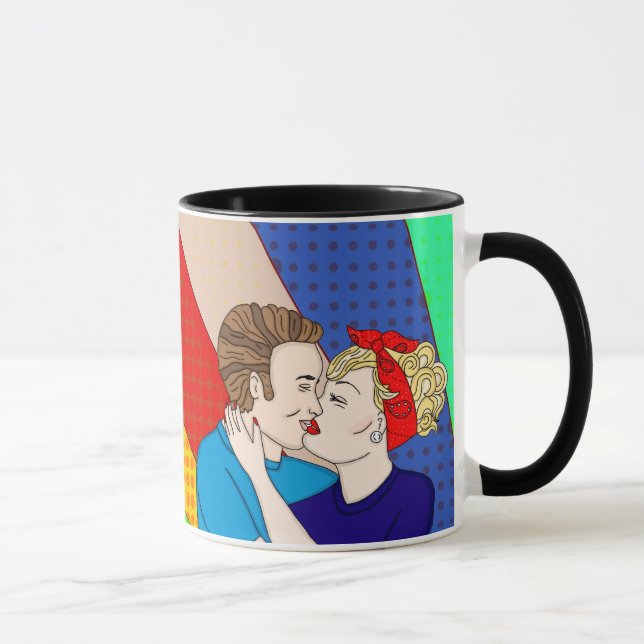 Retro 1950's Stil Pop Art par Kissing Kärlek Mugg (Höger)
