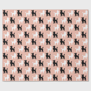Retro 1950's White & Black Pudel on Salmon Rosa Presentpapper
