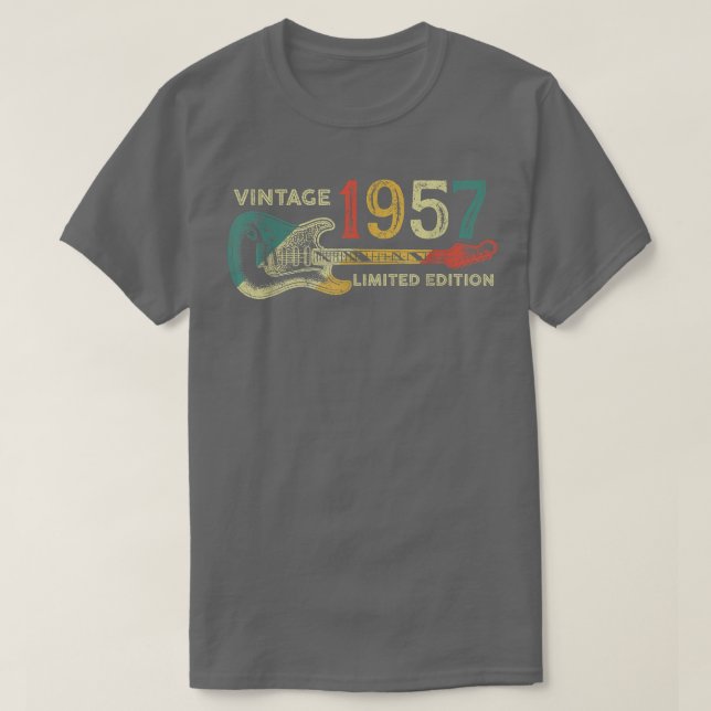 Retro 1957 birthday gift for men Guitar Player 65t T Shirt (Design framsida)