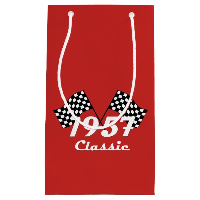 Retro 1957 Klassisk svart-vit rutig flagga (Framsidan)