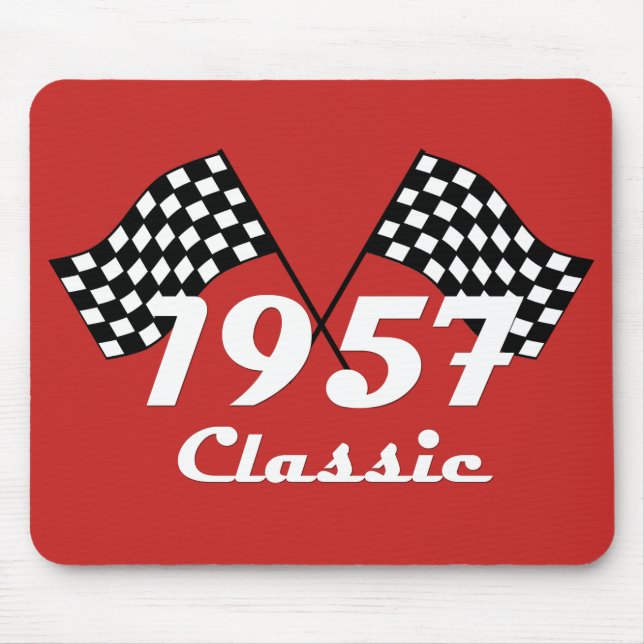 Retro 1957 Klassisk svart-vit rutig flagga Musmatta (Framsidan)