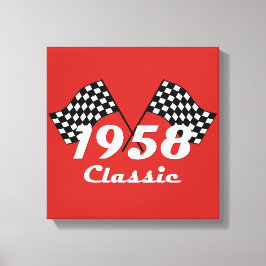 Retro 1958 Klassisk svart-vit rutig tävlingsflagga Canvastryck