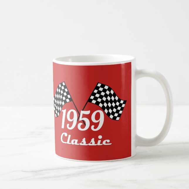 Retro 1959 Classic Black & White Checkered Flagga Kaffemugg (Höger)