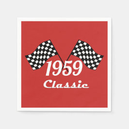 Retro 1959 Classic Black & White Checkered Flagga Pappersservett