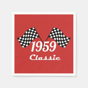 Retro 1959 Klassisk svart-vit rutig flagga Pappersservett