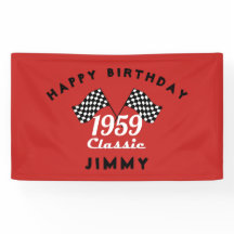 Retro 1959 Klassisk svart-vit rutig tävlingsflagga