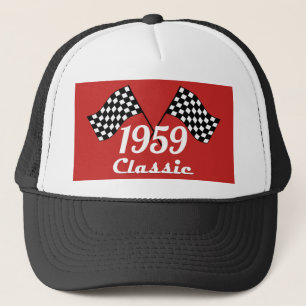 Retro 1959 Klassisk svart-vit rutig tävlingsflagga Keps