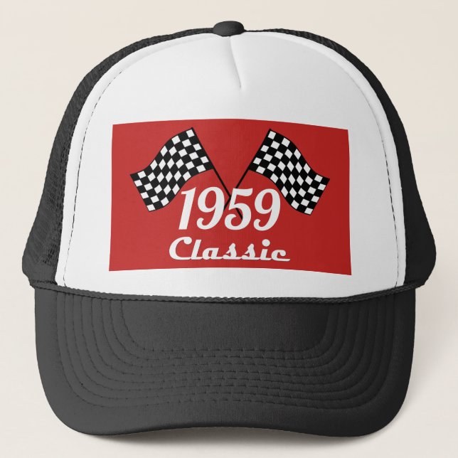Retro 1959 Klassisk svart-vit rutig tävlingsflagga Keps (Framsida)