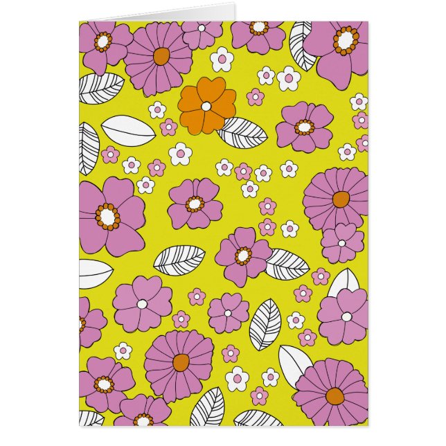 Retro 1960 Flowers Hälsningskort (Framsidan)