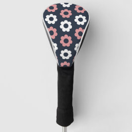 Retro 1960-tal Mörk Navyblå Rosa Blommig Golf Driv
